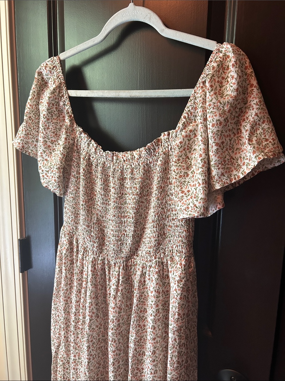 SOLD in loom Floral Flutter Sleeve Smocked Maxi Dress - Picture 2 of 5